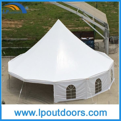 高质量15米钢管白色圆顶婚礼活动高山绳拉帐篷 可配置透明窗户