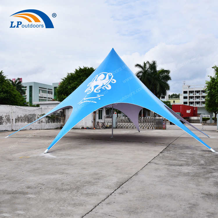 可租赁直径14米蓝色PVC户外沙滩遮阳单顶星形帐篷